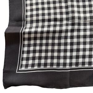 Codello designer silk scarf 19” square neckerchief style black & white check